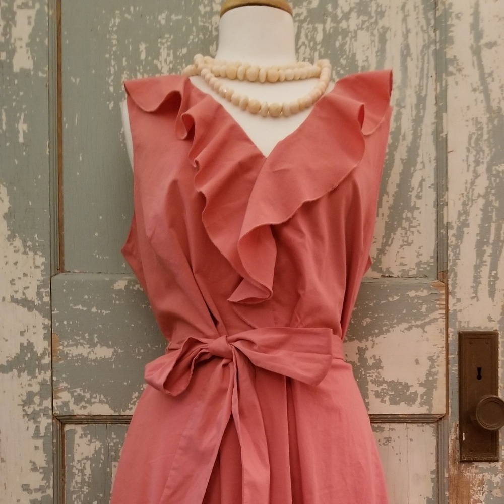 Eloquii salmon sundress with ruffle collar